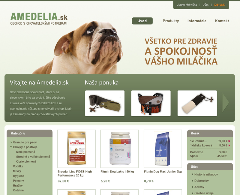 amadelia.sk - e-shop s krmivom a chovateľskými doplnkami